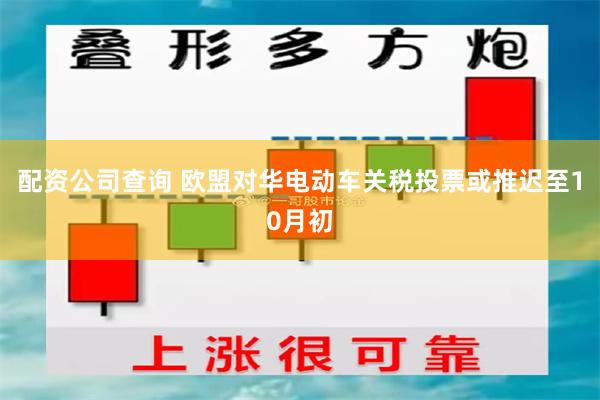 配资公司查询 欧盟对华电动车关税投票或推迟至10月初