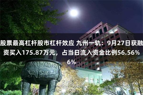 股票最高杠杆股市杠杆效应 九州一轨：9月27日获融资买入175.87万元，占当日流入资金比例56.56%