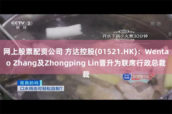 网上股票配资公司 方达控股(01521.HK)：Wentao Zhang及Zhongping Lin晋升为联席行政总裁